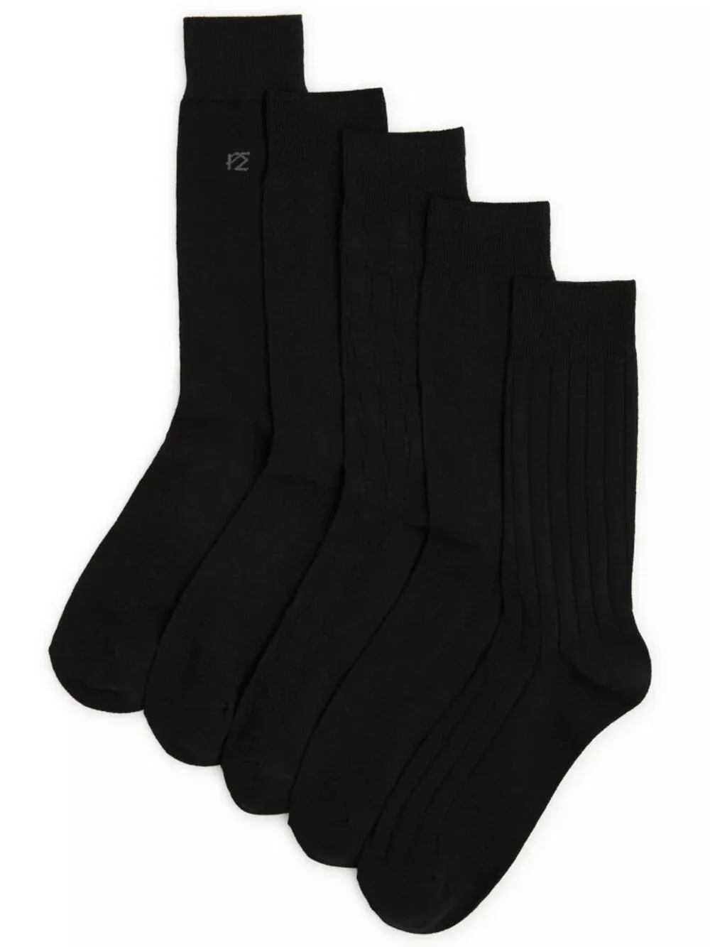 Perry Ellis Portfolio Men's 5-Pack Dress Socks Black Shoe Size 7-11 NWT